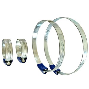 Abrazadera de manguera de cabeza azul tipo británico de venta directa de fábrica, abrazadera metálica de tubería de combustible con accionamiento de tornillo sin fin, abrazadera ajustable para manguera de agua - Product Image 1