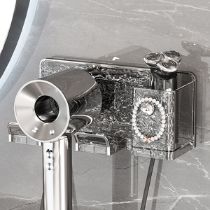 Hair Dryer Holder Wall Mounted No Drilling Required For Bathroom Storage Durable Rectangular Design - Product Image 3