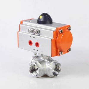 Válvula de Bola Neumática DN40 de 1.5 Pulgadas, Tres Vías, Puerto en L/T, 1000 WOG, Rosca NPT Alta, SS304 - Product Image 3