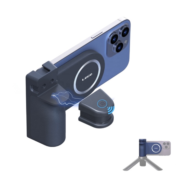 Mobile Phone Smartphone Grip Magnetic Tripod Mount with 1/4 Screw Blue Tooth Wireless Control Cold Shoe Camera Grip for iPhone