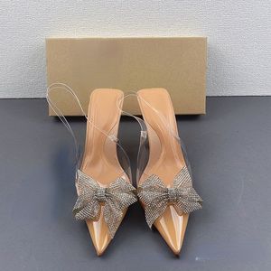 Sandales transparentes à nœud en strass, escarpins en PVC, chaussures 2025, talons transparents pour femmes - Product Image 2