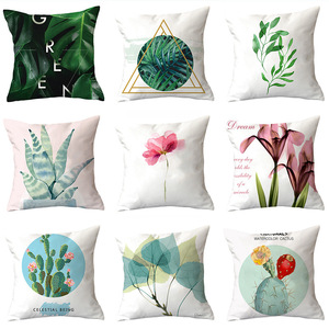 低MOQホームデカフローラル & リーフ柄ポリエステルクッションカバー枕ケースソファ用トロピカルホームデコ - Product Image 3