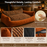 Canapé-lit pour animaux de compagnie en velours côtelé XL, luxueux et écologique, très vendu, pour chats et chiens. Coussins amovibles et lavables, design durable.