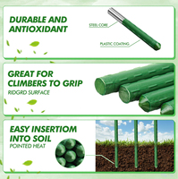 Piquet de support robuste en acier recouvert de PVC vert pour plantes grimpantes, fleurs et légumes, bâton antidérapant