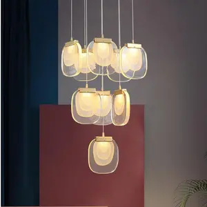 Unique Design Frosted Glass LED Dining Room Staircase Lighting Lamp Chandelier
