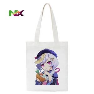 Sac fourre-tout en toile imprimé anime Genshin Impact Qiqi Zombie Girl, style Harajuku, sac à main tendance pour le shopping - Product Image 4