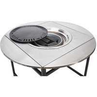 Table pliante en acier inoxydable, 1 pièce, table ronde, portable, hauteur réglable, pour pique-nique camping