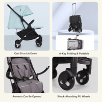 Poussette légère pour bébés, pliable à une main, portable, avec position assise ou allongée, roues en PU amortissantes, vente en gros