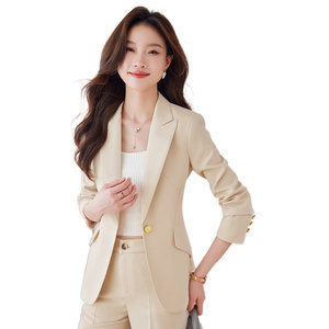 Women's Pink Blazer And Pants Set Full Sleeve Anti-Wrinkle Elegant Commute Style YSY8893 - Product Image 5