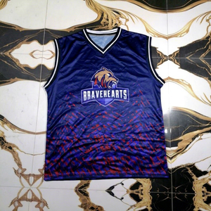 Maillot de basket sans manches Bravehearts pour homme, col en V, imprimé par transfert thermique, polyester/coton, écologique, séchage rapide, pour adultes - Product Image 1