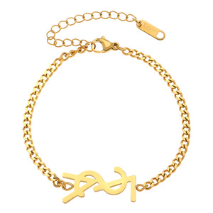 Collana con Catena a Lettere Placcata Oro 18k Antiossidante, Gioielli in Acciaio Inossidabile di Alta Qualità, <span class=keywords><strong>Set</strong></span> di Gioielli Firmati per Donne - Product Image 5