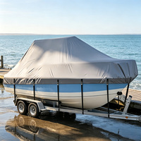 Housse de bateau remorquable à console centrale avec T-Top, double aération, anti-déchirure, coutures renforcées, imperméable et résistante aux UV