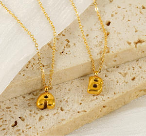 Kalung baja tahan karat berlapis emas 18ct lucu perhiasan tahan air kalung nama liontin huruf inisial gelembung 3d untuk ibu anak-anak - Product Image 2