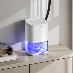 Petit déshumidificateur portable <span class=keywords><strong>pour</strong></span> la maison, sécheuse de placard intérieure, puissance 36W, réservoir d'eau de 1000 ml, arrêt automatique, lumière 7 couleurs, faible <span class=keywords><strong>bruit</strong></span> 30 dB - Product Image 1