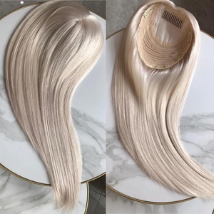 Nuevo Postizo <span class=keywords><strong>de</strong></span> Cabello Europeo Rubio Cenizo Fino <span class=keywords><strong>con</strong></span> Clip, 6x7'' 8x8'', Aspecto <span class=keywords><strong>Natural</strong></span>, Base <span class=keywords><strong>de</strong></span> Seda, <span class=keywords><strong>con</strong></span> Flequillo para Mujer - Product Image 6