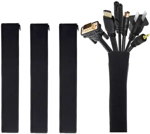 Reusable Pengancing Kawat Cover Kabel Organizer Wrap Kabel Tali Neoprene Manajemen Kabel Lengan