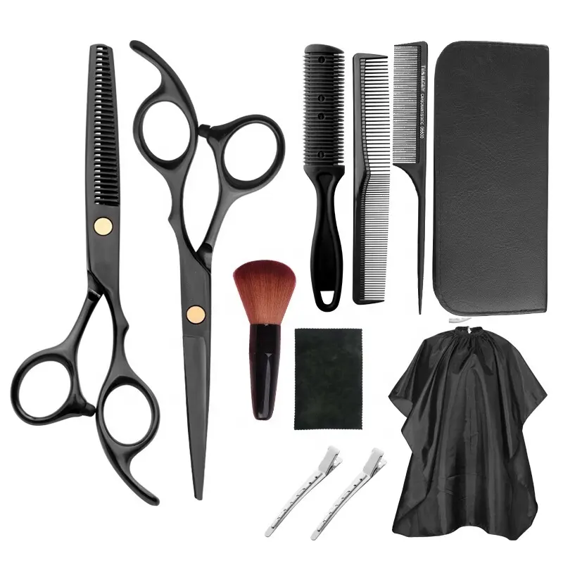 11ps Professional Stainless Steel Barber/Salon/Home Hair Cutting Scissors Thinning Scissors Hair Scissor Kit Haircut Shears Set