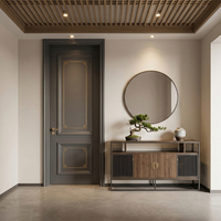 Porte coulissante en bois moderne KX-35 OEM, porte en polymère imperméable CPL pour projets de chambre et de bureau, insonorisante