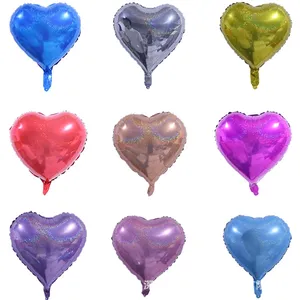 Globos de helio de 18 pulgadas para fiesta, Color dorado, láser, plateado, corazón, Mylar, para Navidad, boda y cumpleaños