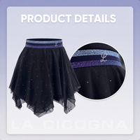 Robe de patinage artistique pour filles et adultes, jupe de danse sur glace à double couche en maille sans manches avec strass et grande jupe évasée, adaptée aux quatre saisons