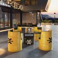 Ensemble de meubles de bar rétro vintage en forme de fût d'huile, table de pub et chaise de bar pour KTV, restaurant, pub, café, logo personnalisé, fabrication en usine