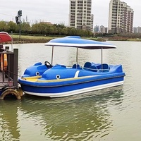 Bateau électrique Dolphin pour 6 personnes, pour enfants et adultes, bleu, fibre de verre et acier, utilisation en parc aquatique/centre de villégiature/commercial, certifié CE, 1 pièce