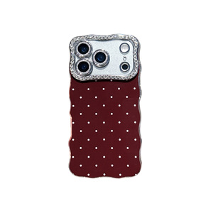Funda para Teléfono con Diseño de Puntos Ondulados y Lente Decorada con Diamantes, Fabricada con <span class=keywords><strong>IMD</strong></span>, Resistente a Impactos, TPU+PC, para 17 Promax/16/15/14/13, la Mejor Funda para Teléfono - Product Image 5
