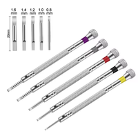 Obeng baja 0.8-1.6mm untuk jam tangan, Set 5 buah alat perbaikan jam tangan portabel dengan pin Tautan Mini, alat pembuat jam