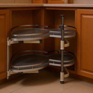 ตู้เก็บของเข้ามุมขนาด 36 นิ้ว สำหรับคนถนัดขวา แบบสองชั้น พร้อมถาดเลื่อนปิดแบบนุ่มนวล วัสดุโลหะสแตนเลสทันสมัย สำหรับจัดเก็บในครัว - Product Image 2