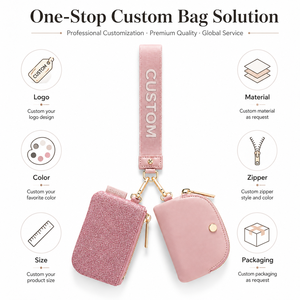 Custom Logo Mini Zip Around Card <b>Coin</b> Purse Women Keychain Wristlet Wallet Dual Pouch Nylon <b>Bag</b> OEM ODM New Arrival - Product Image 4