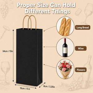 Reusable Eco Friendly Kraft Wine <b>Gift</b> <b>Bags</b> Sturdy Paper <b>Bottle</b> Wine <b>Bag</b> with Handles Multipurpose Packaging - Product Image 2