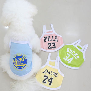 Maillot de sport pour chien, veste imprimée Golden State Warriors Bulls Lakers Bucks, vêtements d'été pour petits chiens Teddy Bichon - Product Image 1