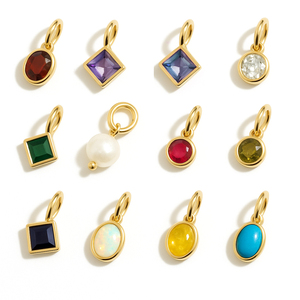 Hỗn hợp hình dạng Birthstone Mặt dây chuyền thiết lập | 18K PVD mạ vàng thép không gỉ | độc đáo 12 tháng đá quý quyến rũ Combo trong cắt khác nhau - Product Image 6