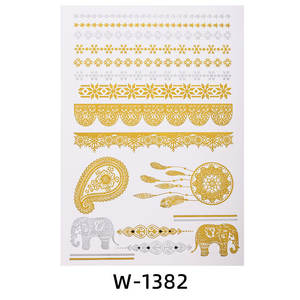 Autocollants de tatouage au henné rétro en feuille d'or Papier imperméable Art corporel temporaire avec décoration de visage sexy Impression blanche - Product Image 6