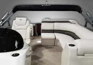 Bateau de luxe flottant en aluminium, bateau de ponton de lac de fête de famille à vendre