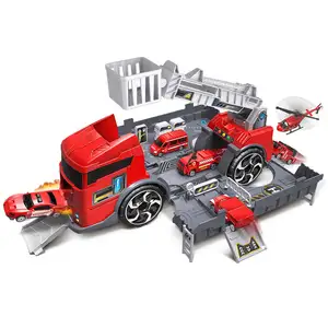 Высококачественные пожарные тематические автомобильные парковочные гаражные игровые наборы деформированный противопожарный грузовик игрушки