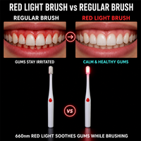 Brosse à dents à thérapie par lumière rouge 660 nm, 2 LED pour les dents sensibles et les soins des gencives | Tête amovible pour le soulagement des herpès labial et des stomates buccaux