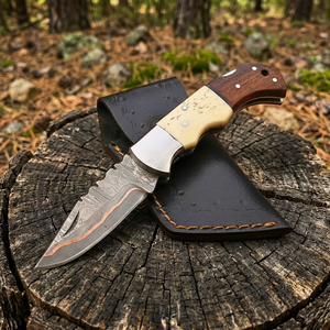 High Quality Copper Damascus Steel Folding Blade Pocket <b>Knife</b> Wholesale Factory Rates wood Handle Tactical Application - Product Image 5