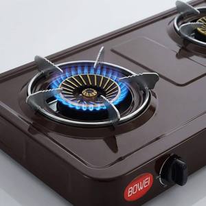 Cuisinière à gaz professionnelle à double brûleur - Panneau unique de couleur café - Économie d'énergie et nettoyage facile - Product Image 3