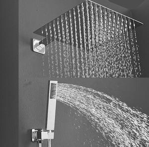 Ensemble de <span class=keywords><strong>douche</strong></span> encastré moderne chromé pour salle de bain, mitigeur monocommande, pommeau de <span class=keywords><strong>douche</strong></span> mural effet pluie avec fonction pause, idéal appartement et hôtel - Product Image 4