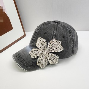 Ultima moda aggiornata donna donna donna nera in denim strass fiore cappellino da Baseball golf cappello da sole cappello da camionista - Product Image 4