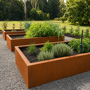 Bacs de jardin surélevés <span class=keywords><strong>en</strong></span> acier Corten sur mesure, grands bacs à légumes <span class=keywords><strong>en</strong></span> métal pour l'aménagement paysager et la plantation <span class=keywords><strong>en</strong></span> extérieur - Product Image 1