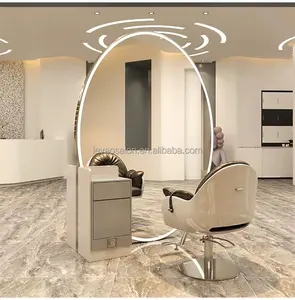 Best selling wholesale furniture double side mirror hair salon styling station luxury makeup mirror with light