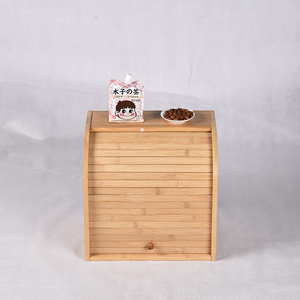 Étagère en bambou Boîte à panure en bambou à double couche Roll Top Conteneur de stockage des aliments pour les boîtes de comptoir de cuisine Boîte à pain <span class=keywords><strong>smeg</strong></span> - Product Image 3