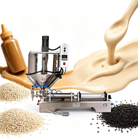Machine de remplissage semi-automatique pour pâte de cacahuète avec chauffage et mélange, capacité 20-500 ml, avec trémie de mélange de 30 L, vente en gros