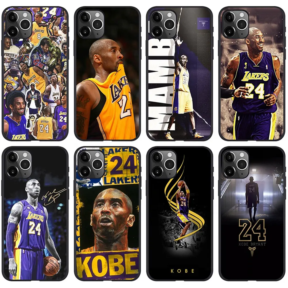 เหมาะสำหรับ iPhone 14เคสโทรศัพท์สีดำสำหรับบาสเก็ตบอล Lakers สีดำ Mamba Kobe Bryant