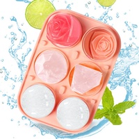 Nouveau design, moule à glaçons en silicone de qualité alimentaire à 6 cavités en forme de rose et de diamant, pour glaçons sphériques et moules à crème glacée DIY