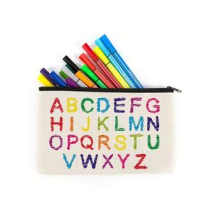 Sacs à crayons vierges en toile de coton pour la vente en gros, trousses de maquillage personnalisables, étuis à crayons avec fermeture éclair, sacs de loisirs créatifs vierges en toile de coton - Product Image 2