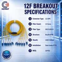 Kabel Patch Fiber Optik KEXINT 12 Fiber Single Mode OS2 LC/UPC Breakout Fan-out untuk Pusat Data dan Telekomunikasi
