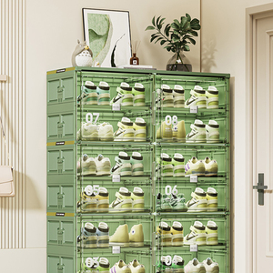 Vừng dễ dàng mở ra nhựa giày lưu trữ tủ nhiều lớp Sneaker hộp công suất lớn ráp Giày tổ chức chủ giá - Product Image 5